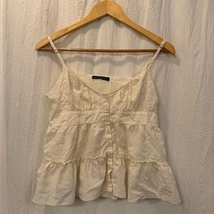 Brandy Melville White Tiered Cami Lace Babydoll Top Y2K Cottage Fairy‎ Coquette